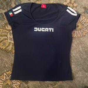 Navy blue Ducati t-shirt.  Ladies size medium.